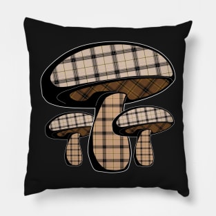 Cute Plaid Cottagecore Mushroom Vintage Pillow