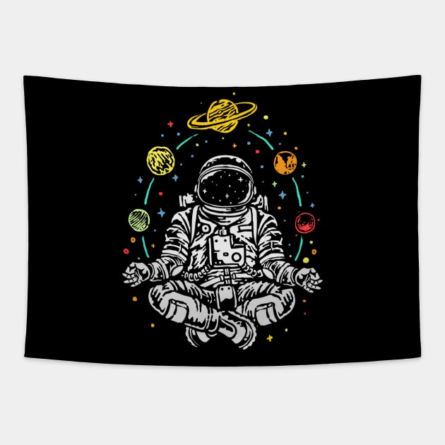 Astronaut Meditating Tapestry by edwardechoblue