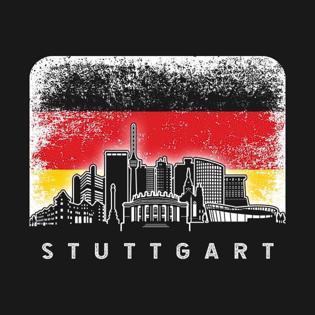 Stuttgart Germany Skyline Vintage German Flag by ThyShirtProject - Affiliate