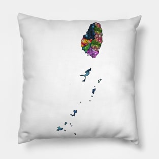 Spirograph Patterned Saint Vincent and the Grenadines Islands Map Pillow