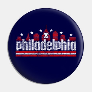 Vintage RETRO PHILLY SKYLINE RED WHITE AND BLUE PHILADELPHIA FAN Pin