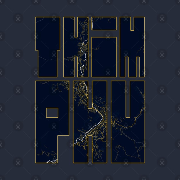 Thimphu, Guangdong, Bhutan City Map Typography - Gold Art Deco by deMAP Studio