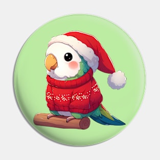 Green Christmas Parrot Pin