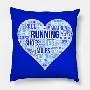 Running Heart Blue Pillow