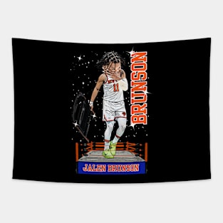 New York Jalen Brunson 11 Wrestlin Cartoon Basketball Tapestry