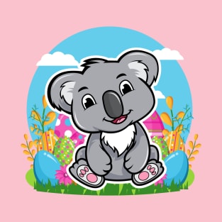 Happy Baby Koala with Colorful Easter Eggs T-Shirt