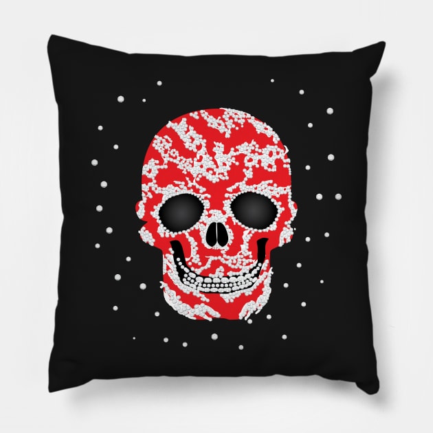 Skully - Red Pillow by CreativeKristen