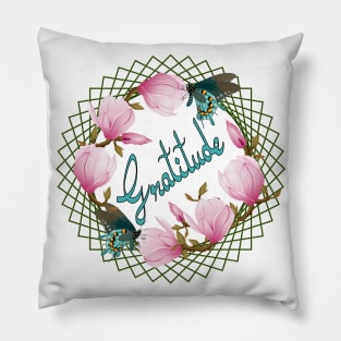 Gratitude - Magnolia And Butterflies Pillow