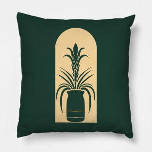 Bromeliad Block Print Green and Tan Pillow