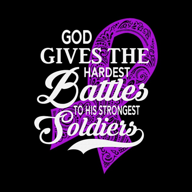 God Gives The Hardest Battles Strongest Soldiers Alzheimers Awareness Peach Ribbon Warrior by celsaclaudio506