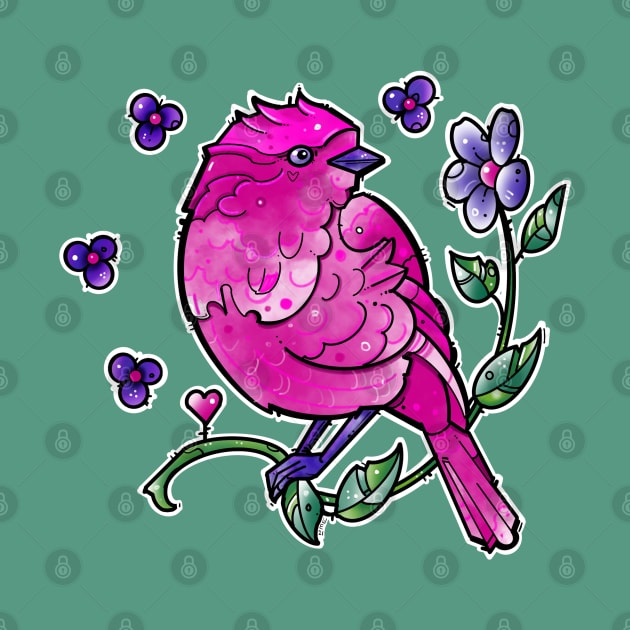 fuchsia pink bird by weilertsen