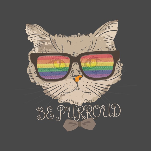 Hipster Cat Purroud Proud LGBT LGBTQ Queer Gay Pride by porcodiseno