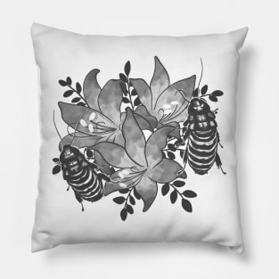 Belladonna Lilies and Hissing Cockroaches Pillow