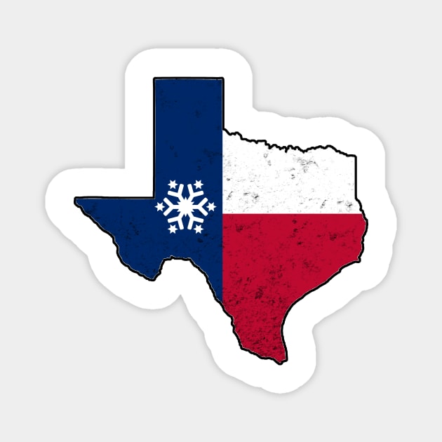 Texas Flag in Texas Shape with Snowflake Snovid 21 Magnet by Mesyo