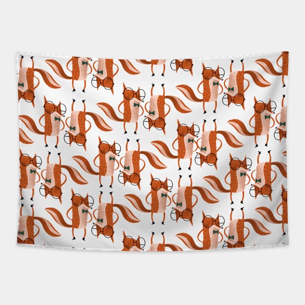 Nerd Fox pattern Tapestry by Gummy Illustrations