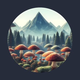 Low Poly Mushroom Forest T-Shirt