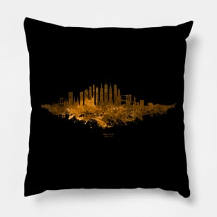 New York City Skyline Colorful Watercolor in rust orange and brown Pillow