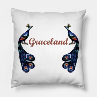 Graceland Peacocks red Pillow