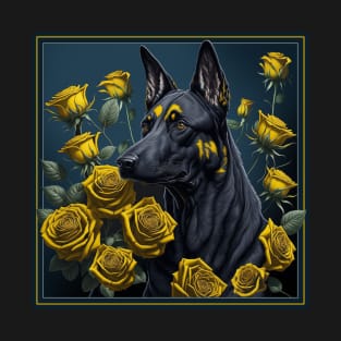 Belgian malinois yellow roses 2 T-Shirt