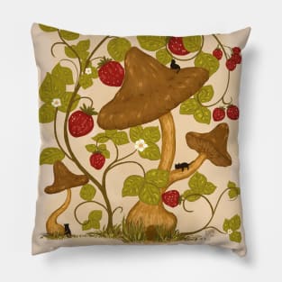 Black Cats Mushroom House Pillow