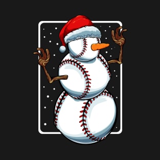 Baseball Snowman - Baseball Fan Christmas Present T-Shirt