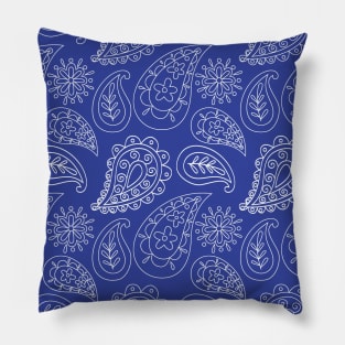 Mandala Pattern Blue and White Halloween Fall Autumn Season Pillow