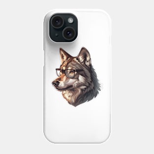 Wise Wolf: Where Glasses Meet Wilderness Phone Case