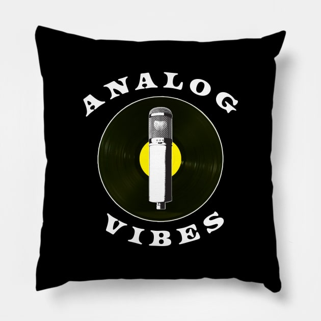 Analog Vibes Yellow Vinyl Record T-Shirt Pillow by Analog Designs