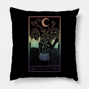 Midnight Margarita Moon - tarot card pastel rainbow Pillow