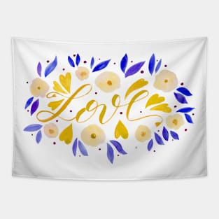 Love and flowers - yellow and blue Tapestry