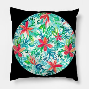 Paradise Floral - a watercolor pattern Pillow