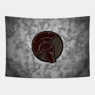 Spartan Greek Helmet on Marble Tapestry