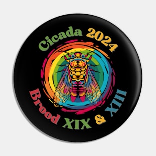 "Cicada 2024 Brood XIX & XIII" Tee - Spectrum Color Design Pin