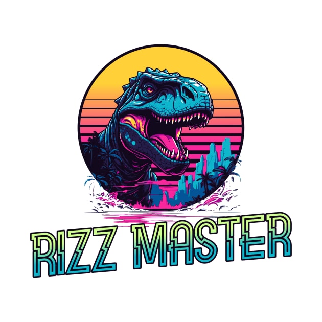 Rizz Master Streetwise Slang - Funny Cool Kids Dinosaur Statement Novelty Graphic Tee by sarcasmandadulting