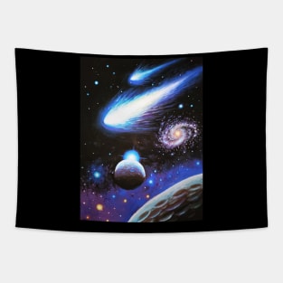 Spacescape with comets Tapestry