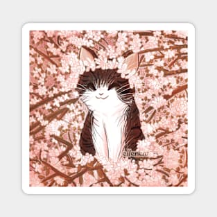 Kitty with Flowers Magnet