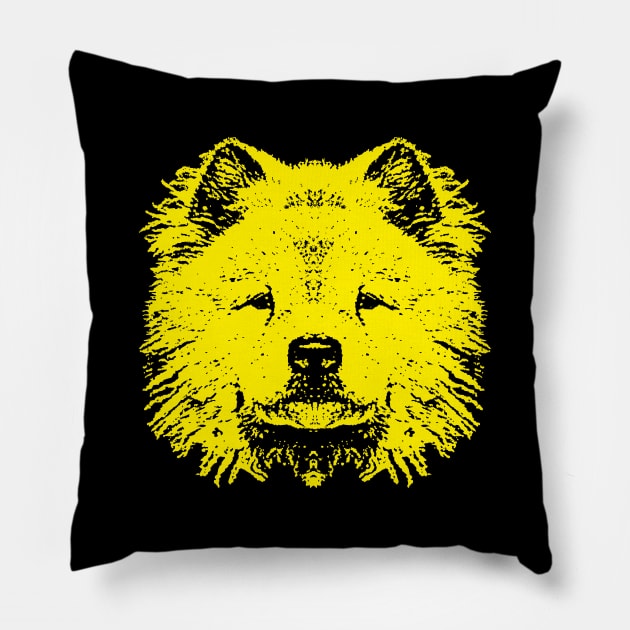 Yellow Chow Chow Pillow by childofthecorn