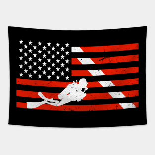 Distressed Diver Down Dive Flag Scuba Diving American Flag Tapestry