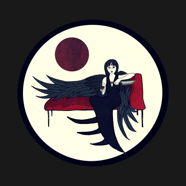 Raven Girl Lounging by legendsinink
