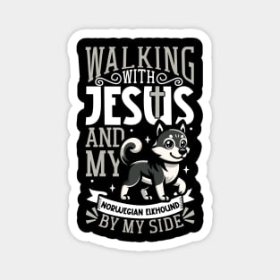 Jesus and dog - Norwegian Elkhound Magnet