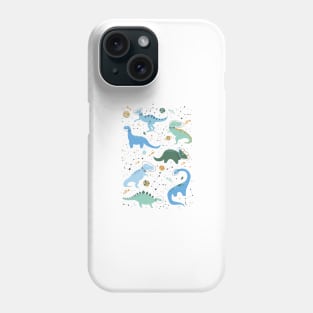 Space Dinosaurs in Blue Phone Case