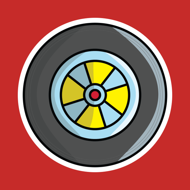 Sport Car Wheel Tire vector illustration. Transportation object icon concept. Tire shop logo design. Rubber tire or car tire logo. Automotive wheel high-speed motion. by AlviStudio