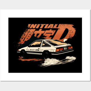 Poster for Sale avec l'œuvre « AE86 Initial D » de l'artiste squeal tires