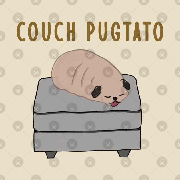 Couch Pugtato - Lazy Couch Potato Dog by The Cozy Art Club