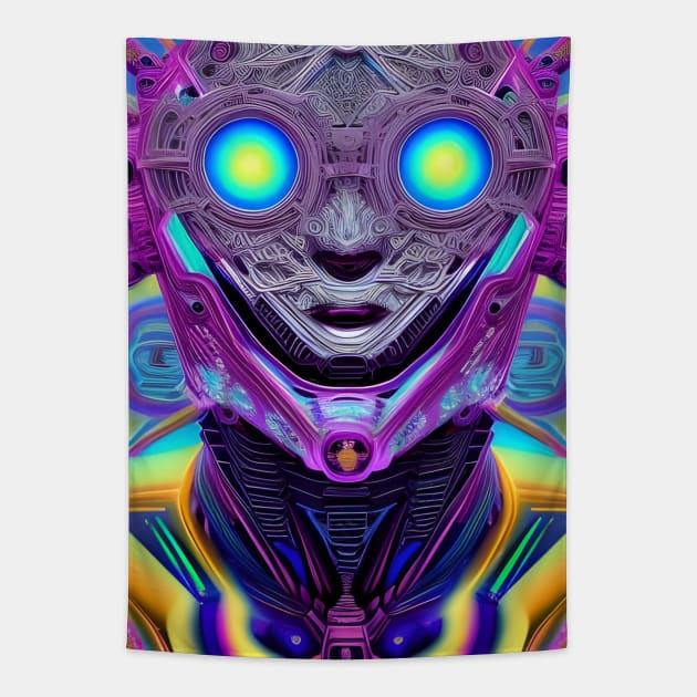 Alien Robot (2) - Trippy Psychedelic Art Tapestry by TheThirdEye