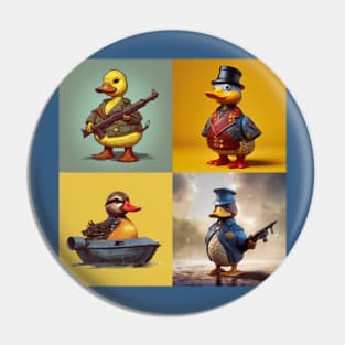 4 Civil War Era Duck Caricatures Pin