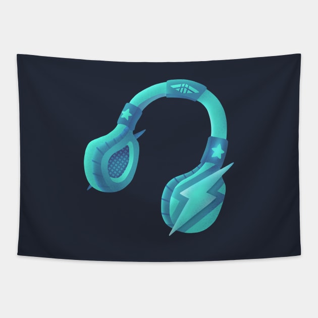 Aquamarine headset Tapestry by CleanRain3675