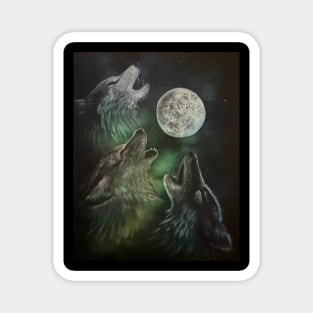 Wolves Howling at the Moon Magnet