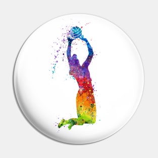 Girl Volleyball Player Setter Watercolor Sport Gift Pin