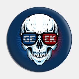 Geek Glasses Skull Pin